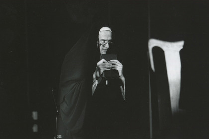 Production still for "The Chronicle of Macbeth". Bruce Naylor as a Believer. Photographer: Reimund Zunde