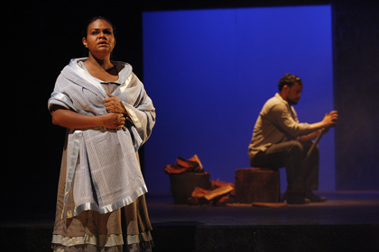 Production still for "One Night the Moon". L-R: Ursula Yovich, Kirk Page. Photographer: Jeff Busby