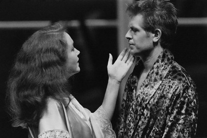 Production still for "Big Toys". L-R: Julie Nihill as Mag Bosanquet, Geoff Paine as Terry Legge. Photographer: Jeff Busby