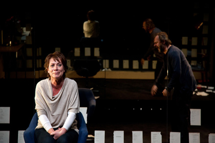 Production still for "Wild Surmise". L-R: Jane Montgomery Griffiths as Alex, Humphrey Bower as Daniel. Photographer: Pia Johnson