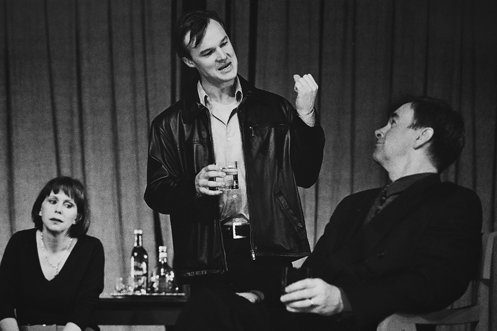 Production still for "The Sick Room". L-R: Celia de Burgh as Megan Alexander, Oscar Redding as Jason Alexander, Peter Curtin as Paul Alexander. Photographer: Jeff Busby