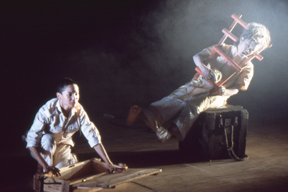 Production still for "Meat Party". L-R: Naree Vachananda, Yumi Umiumare as Crone. Photographer: Jeff Busby