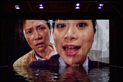 Production still for "Little Emperors". L-R: Diana Xiaojie Lin, Alice Qin. Photographer: Tim Grey