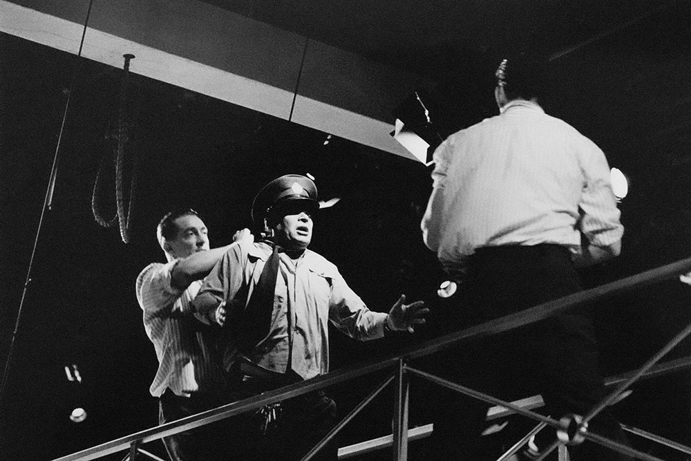 Production still for "Remember Ronald Ryan". L-R: John Brumpton, Tom Considine, Fred Whitlock. Photographer: Jeff Busby