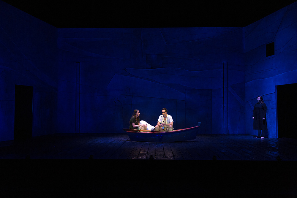 Production still for "Cloudstreet". L-R: Brenna Harding, Guy Simon, Ebony McGuire. Photographer: Pia Johnson