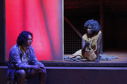 Production still for "The Shadow King". L-R: Kamahi Djordon King, Frances Djulibing. Photographer: Jeff Busby