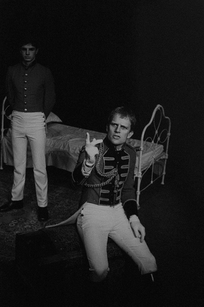 Production still for short play "Black Man's House". L-R: Gino Thomasina as Adam, Les Winspear as Darling. Photographer: Unknown