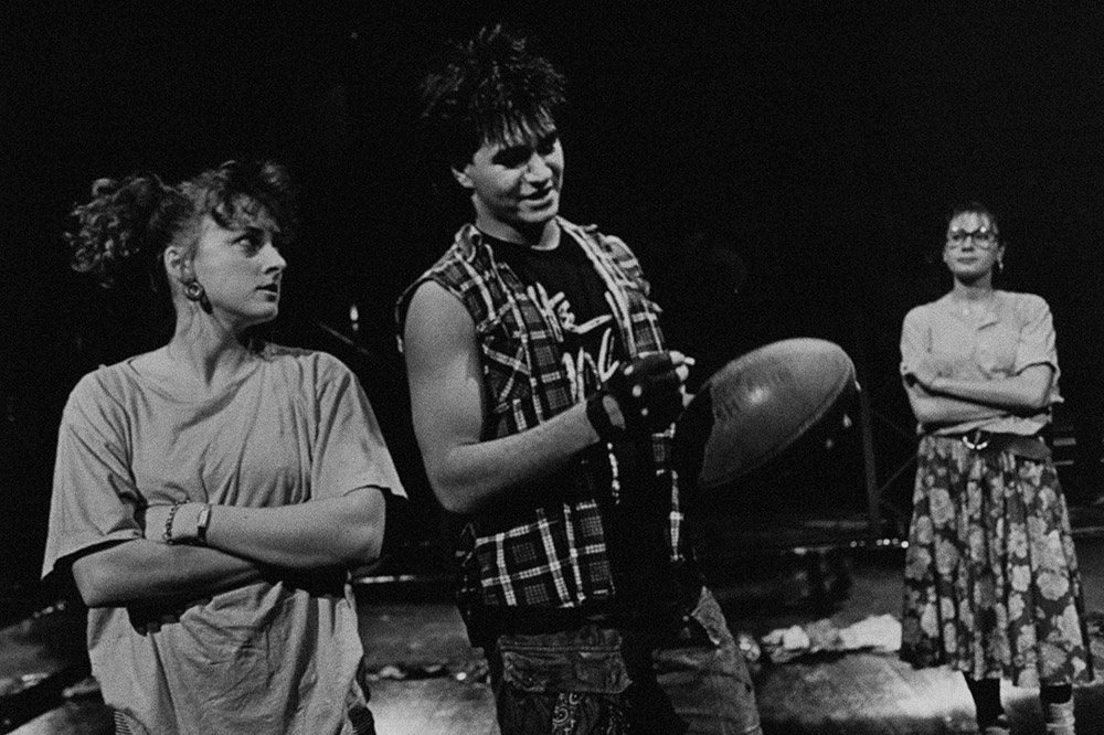 Production still for "Riff Raff: the Re-mix". L-R: Tania Klerfon as Razie, Anthony de Fazio as Doogs, Lisa Worley as Julie. Photographer: Jeff Busby