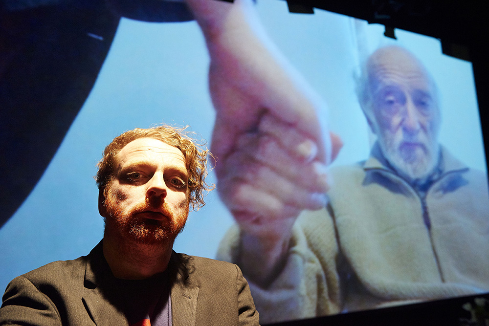 Production still for "You're Not Alone". Kim Noble. Photographer: Geraint Lewis