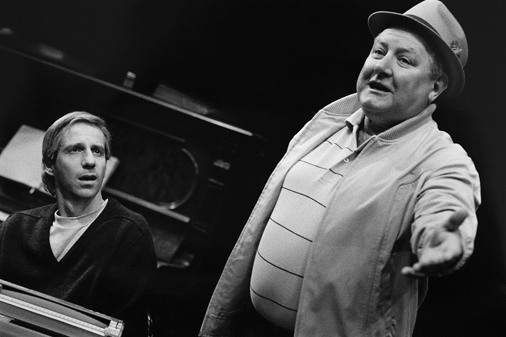 Production still for "The Goldberg Variations". L-R: Pip Mushin as Sol, John Wood as Lev. Photographer: Jeff Busby