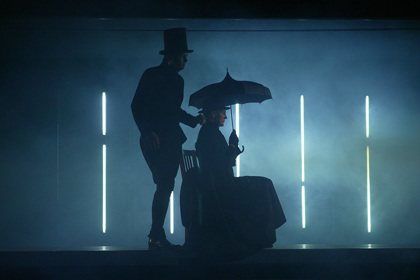 Production still for "Sleeping Beauty: This is Not a Lullaby". L-R: Ian Stenlake, Renee Geyer. Photographer: Lisa Tomasetti