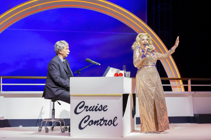 Production still for the 2021 Season of 'S.S. Metaphor'. L-R: Will Conyers, Natalie Gamsu. Photographer: Pia Johnson