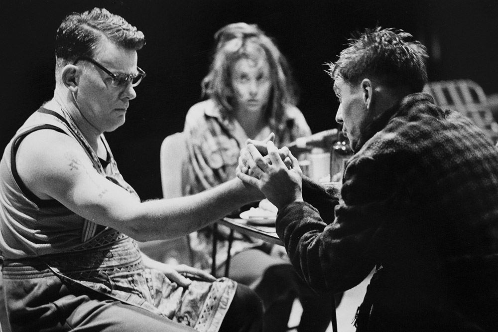 Production still for "Insouciance". L-R: Russell Kiefel, Tammy McCarthy, Syd Brisbane. Photographer: Jeff Busby 