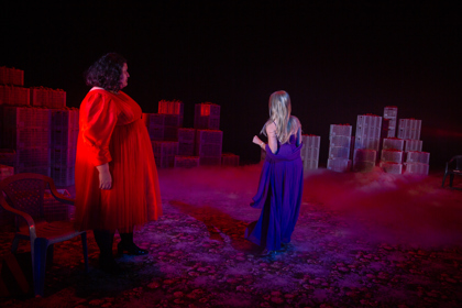 Production still for the 2022 Season of 'Looking For Alibrandi'. L-R: Chanella Macri, Lucia Mastrantone. Photographers: Jeff Busby & Tamarah Scott