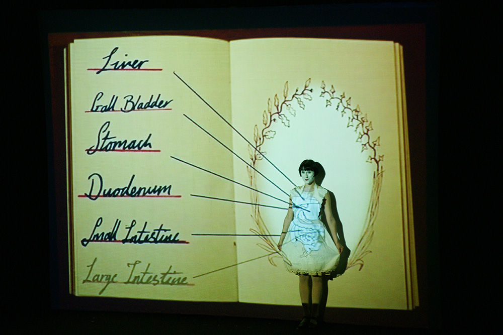 Production still from the Singapore season of "Between the Devil and the Deep Blue Sea". Suzanne Andrade. Photographer: Steve Barritt