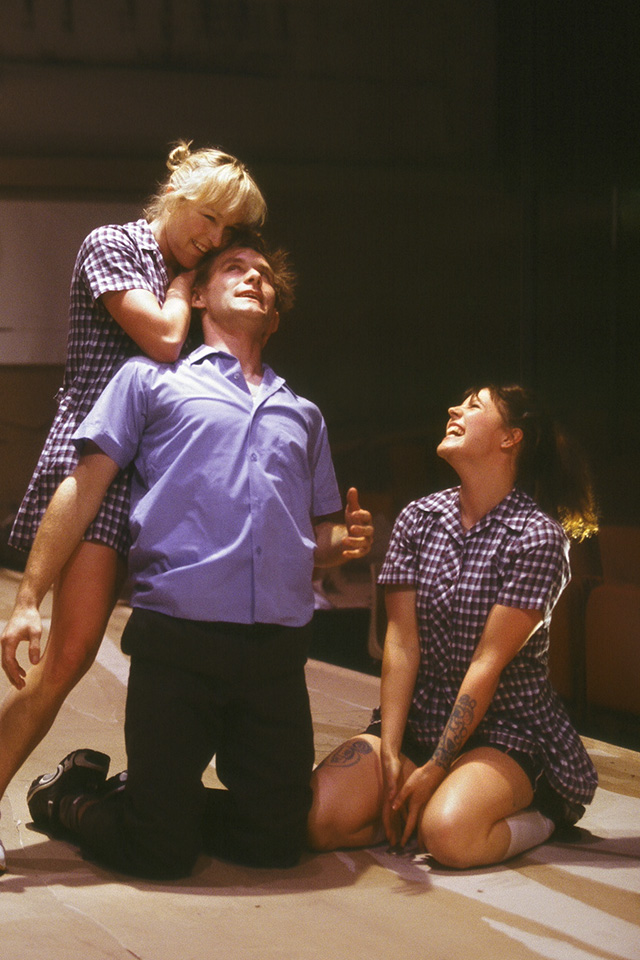 Production Still for "Falling Petals" L-R: Caroline Craig as Tania. Paul Reichstein as Phil, Melia Naughton as Sally. Photographer: Jeff Busby