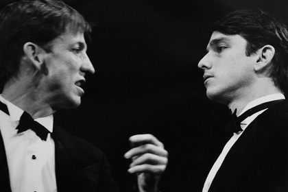 Production still for "The Language of the Gods". L-R: Robert M as Peter Braak, Todd Macdonald as Theo Braak. Photographer: Jeff Busby