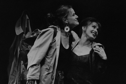 Production still for "The Garden of Granddaughters". L-R: Elise McCredie as Paula, Dina Panozzo as Fay. Photographer: Jeff Busby