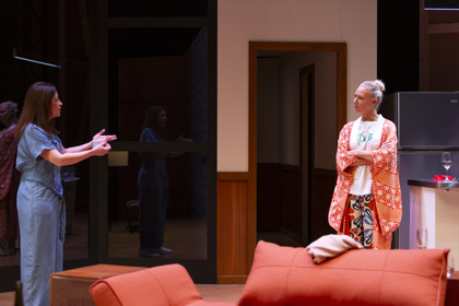 Production still for the 2023 season of 'This is Living.' In photo: Maria Theodorakis and Belinda McClory. Photographer: Kristin Gehradte 