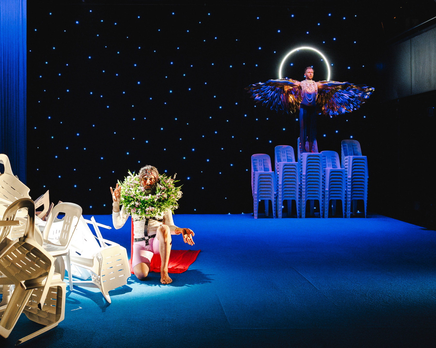 Production Photography from Homo Pentecostus (2024). Photographer: Gianna Rizzo. In photograph: Joel Bray and Peter Paltos.