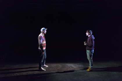 Production still for "Ugly Mugs". L-R: Steve Le Marquand, Harry Borland. Photographer: Pia Johnson