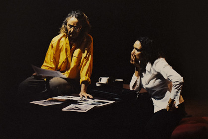 Production still for "The Frail Man". L-R: Sue Jones, Margaret Harvey. Photographer: Unknown