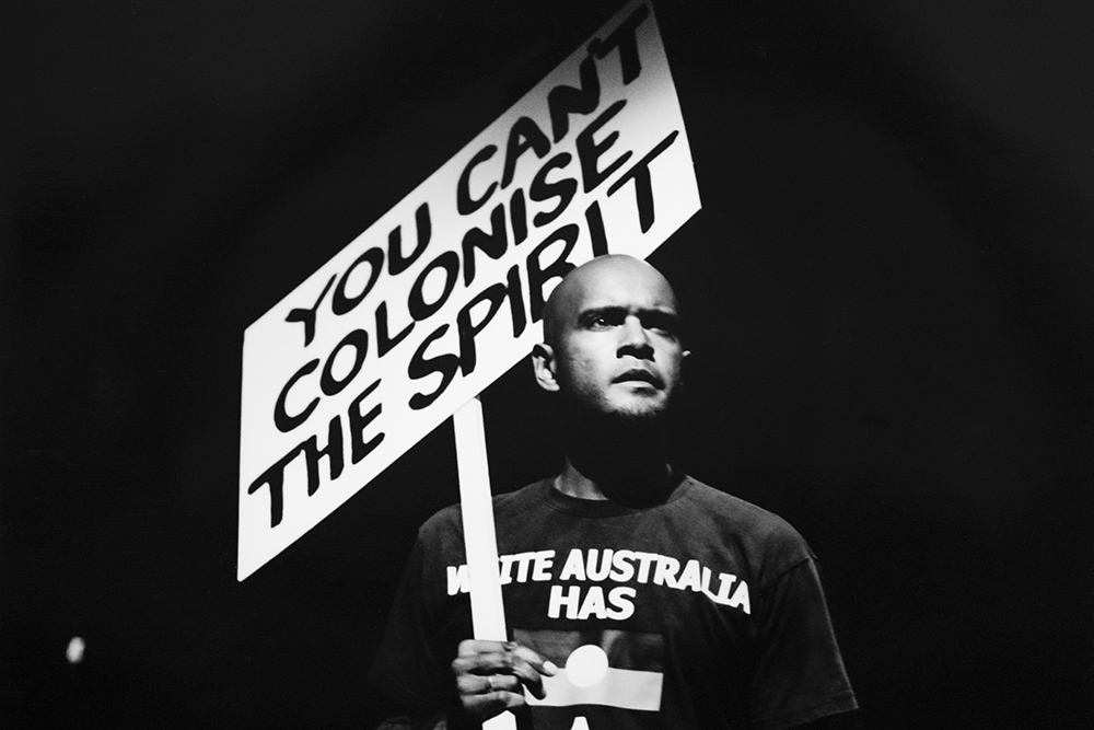 Production still for "Crow Fire". Tony Briggs as Jungi. Photographer: Rachelle Roberts