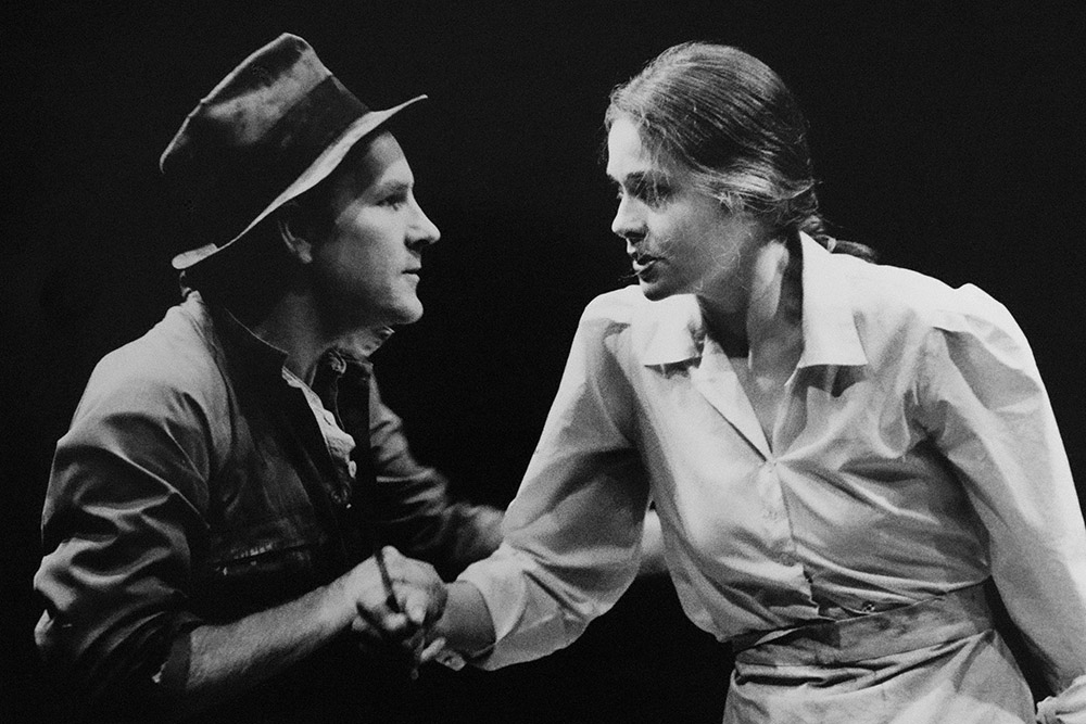 Production still for "Earthly Paradise". L-R: Robert Morgan, Nadia Kostich as Lesbia. Photographer: Jeff Busby