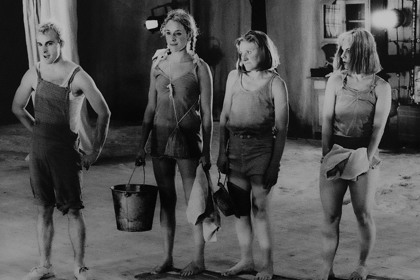 Production still for "Cloudstreet". L-R: John Leary, Anna Brockway, Julie Forsyth, Rebecca Massey.  Photographer: Unknown