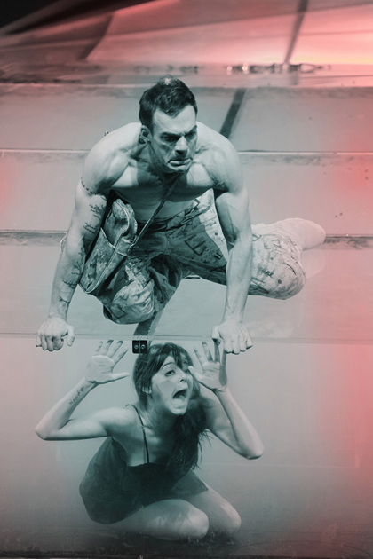 Production still for "Woyzeck". Socratis Otto (top), Bojana Novakovic. Photographer: Jeff Busby