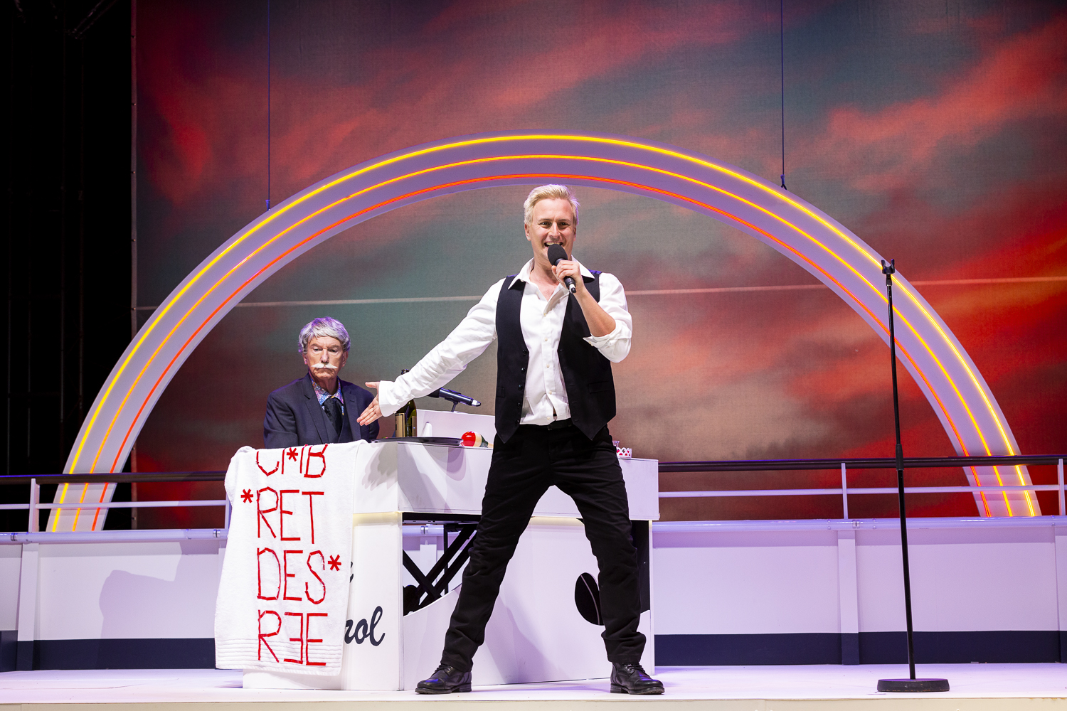  Production still for the 2021 Season of 'S.S. Metaphor'. L-R: Will Conyers, Ash Flanders. Photographer: Pia Johnson