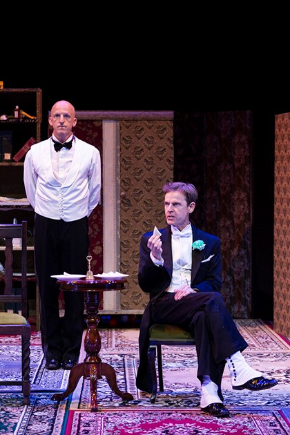 Production still for "The Importance of Being Earnest". L-R: David Woods, Jonathan Woods. Photographer: Pia Johnson