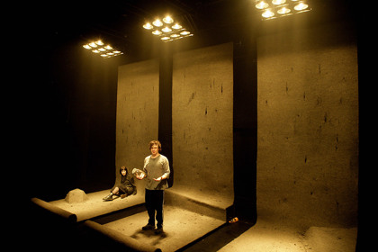 Production still for "Moth". L-R: Sarah Ogden as Claryssa, Dylan Young as Sebastian. Photographer: Jeff Busby