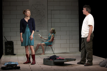 Production still for "Kitten". L-R: Margaret Mills, Natasha Herbert, Chris Connelly. Photographer: Ross Bird