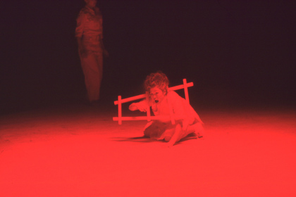 Production still for "Meat Party". Yumi Umiumare as Crone. Photographer: Jeff Busby