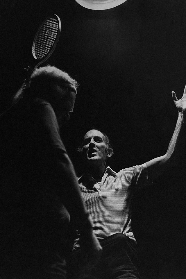 Production still for "Ball Boys". L-R: Malcolm Robertson as One-Eye, Cliff Ellen as Rupert. Photographer: Jeff Busby