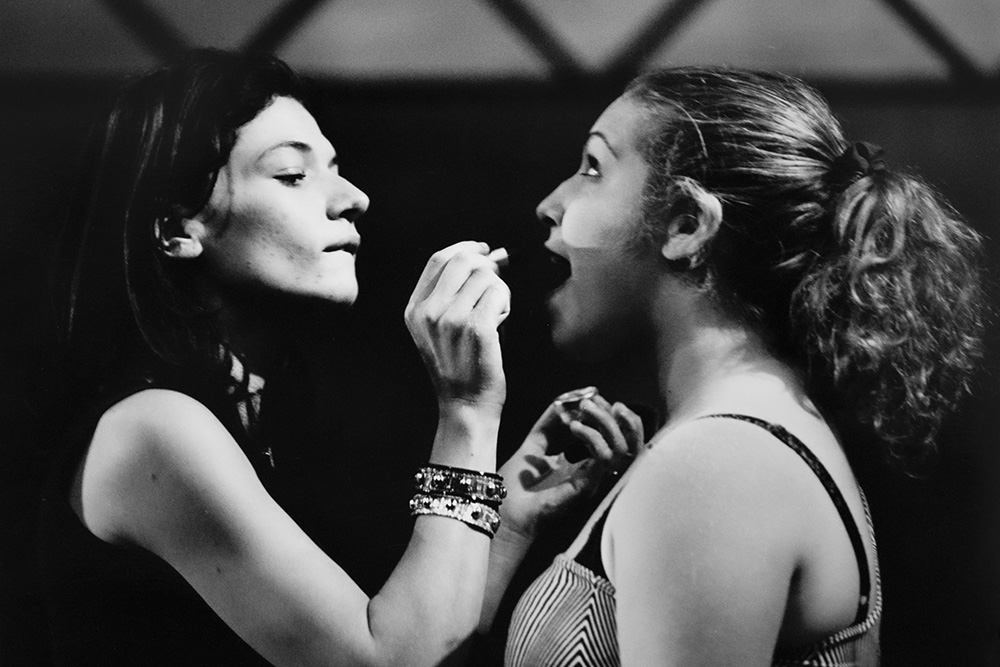 Production still for "Belonging". L-R: Kamara Bell-Wykes as Janice, Anjee-Lee Solomon as Cindy. Photographer: Rachelle Roberts