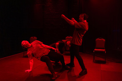 Production still for the 2023 Season of 'Whose Gonna Love 'Em? I am that i AM' In Photo: Maggie Church-Kopp, Corey Saylor-Brunskill, Maurial Spearim,. Photographer: Jacinta Keefe