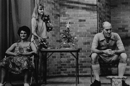 Production still for "Away". L-R: Evelyn Krape, Cliff Ellen. Photographer: Jeff Busby