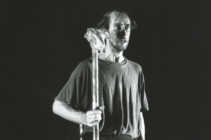 Publicity still for "The Chronicle of Macbeth". Matthew Crosby in training. Photographer: Reimund Zunde