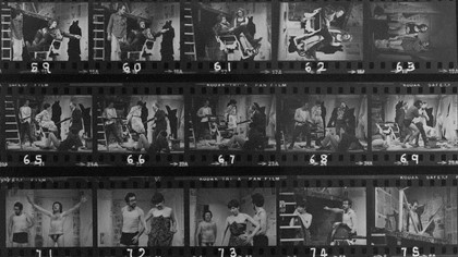 Part of contact sheet from photo shoot for "Freaks". Photographer: David Parker