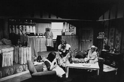 Production still for "A Lovely Sunday for Creve Coeur". L-R: Caroline Gillmer, Valma Pratt (rear), Jan Friedl, Patsy King. Photographer: Vikki Driscoll