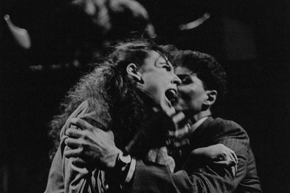 Production still for "Spook House". Debra Moon, Paul English as Sam. Photographer: Jeff Busby