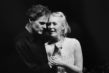 Production still for "Salt". L-R: Paul English as The Man, Julia Blake as Laural. Photographer: Jeff Busby