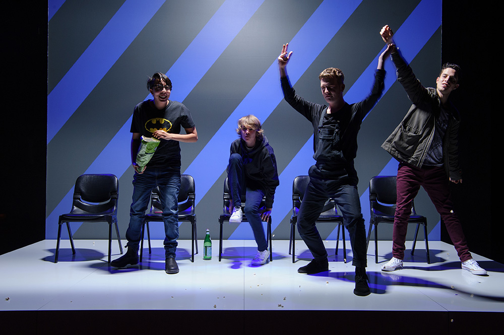 Production still for "Gonzo". L-R: Jack Palit, Sol Rumble, Sam Salem, Ari Long. Photographer: Sarah Walker