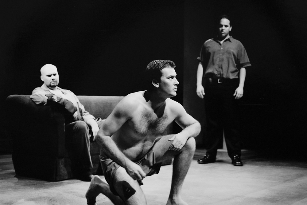 Production still for "Casting Doubts". L-R: Phil Haby as Jimmi, Bruce Morgan as Mick, Isaac Drandich as Wally. Photographer: Rachell Roberts