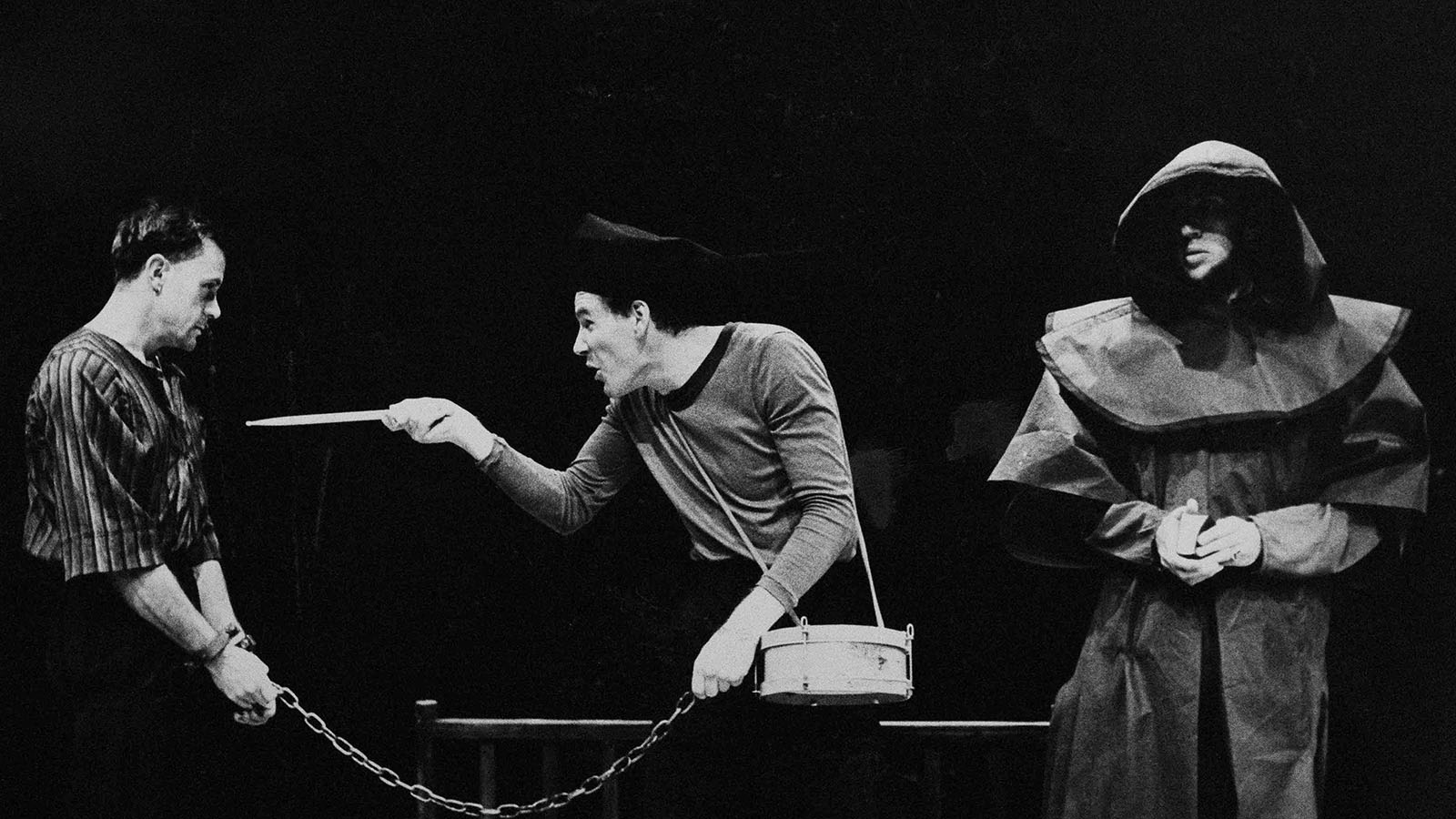 Production still for "Measure for Measure". L-R: Mark Minchinton, Robert Morgan, Dean Nottle. Photographer: David B. Simmonds