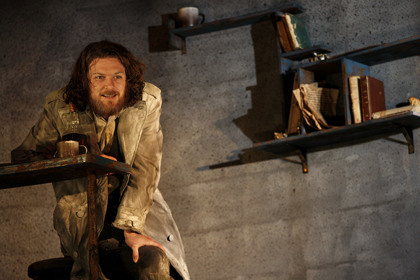 Production still for "Knives in Hens". Dan Spielman as Gilbert Horn. Photographer: Jeff Busby