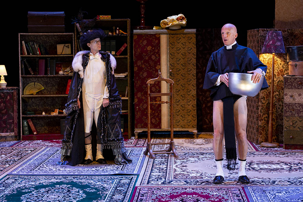 Production still for "The Importance of Being Earnest". L-R: Jonathan Haynes, David Woods. Photographer: Pia Johnson