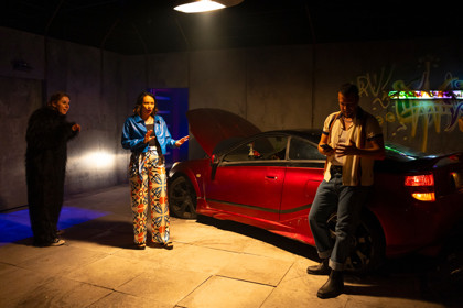 Campaign image for the 2023 Season of 'Hour of the Wolf'. In photo: Eva Rees, Brooke Lee, Kevin Hofbauer. Photographer: Pia Johnson